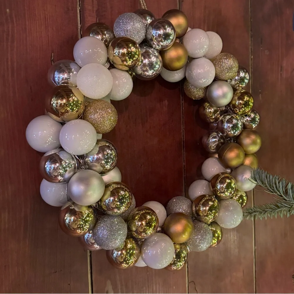 Neutral Gold Glam Ornament Mini Wreath - Opalhouse
